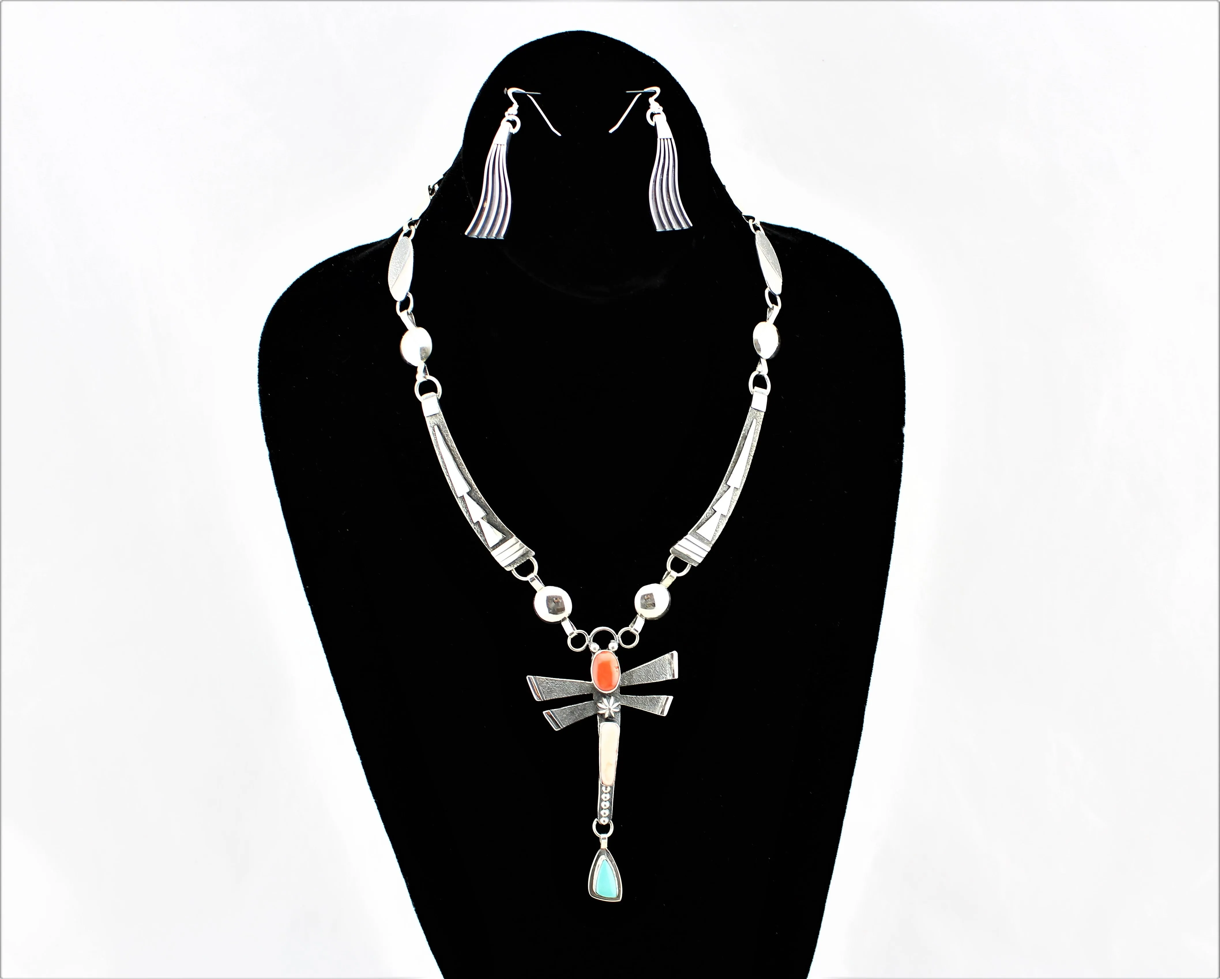 Jack Tom Sterling Silver Dragonfly Necklace and Earrings
