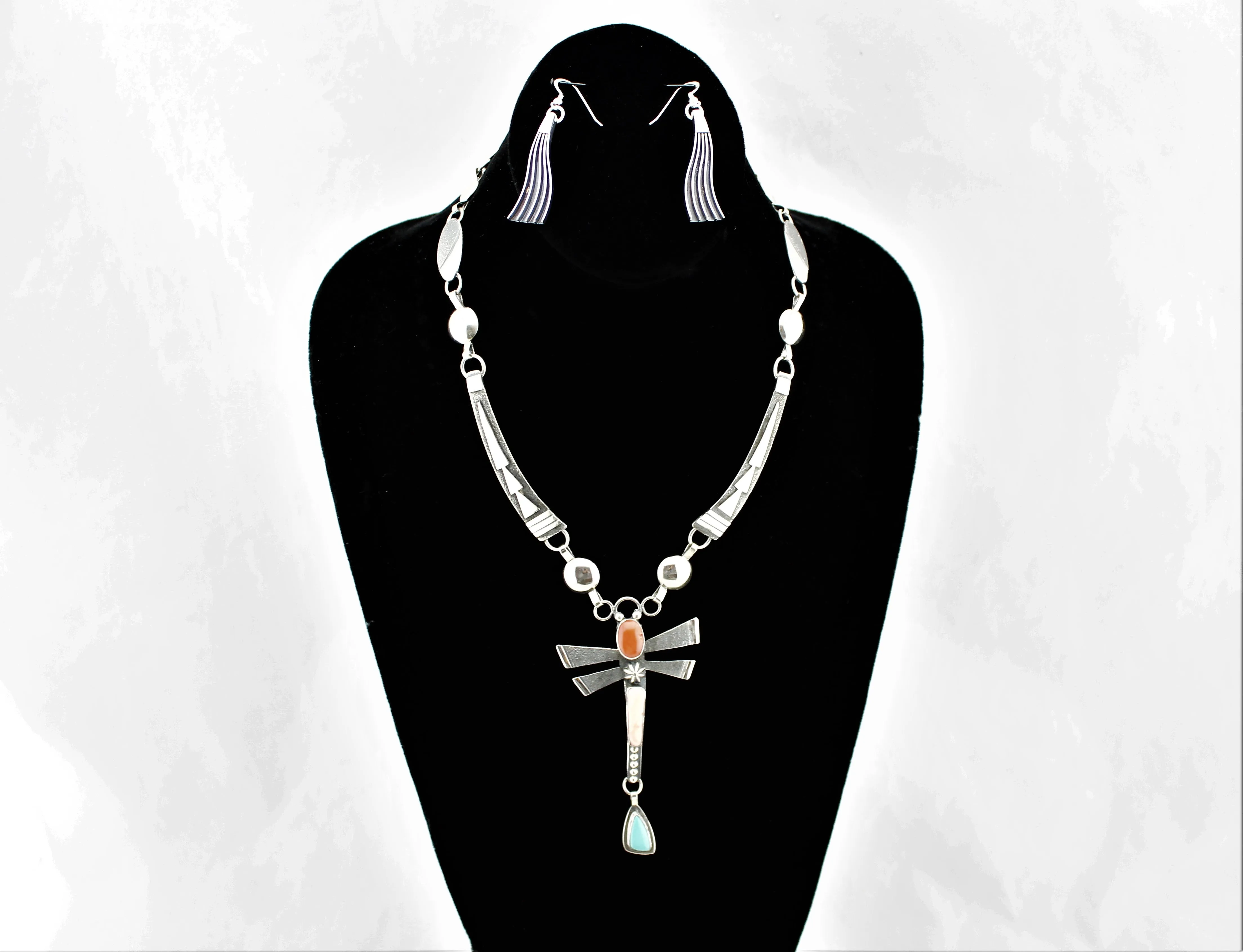Jack Tom Sterling Silver Dragonfly Necklace and Earrings