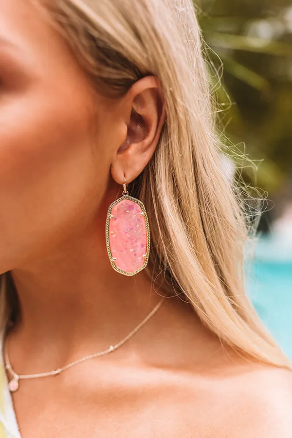 Kendra Scott Danielle Gold Statement Earrings in Iridescent Coral Illusion