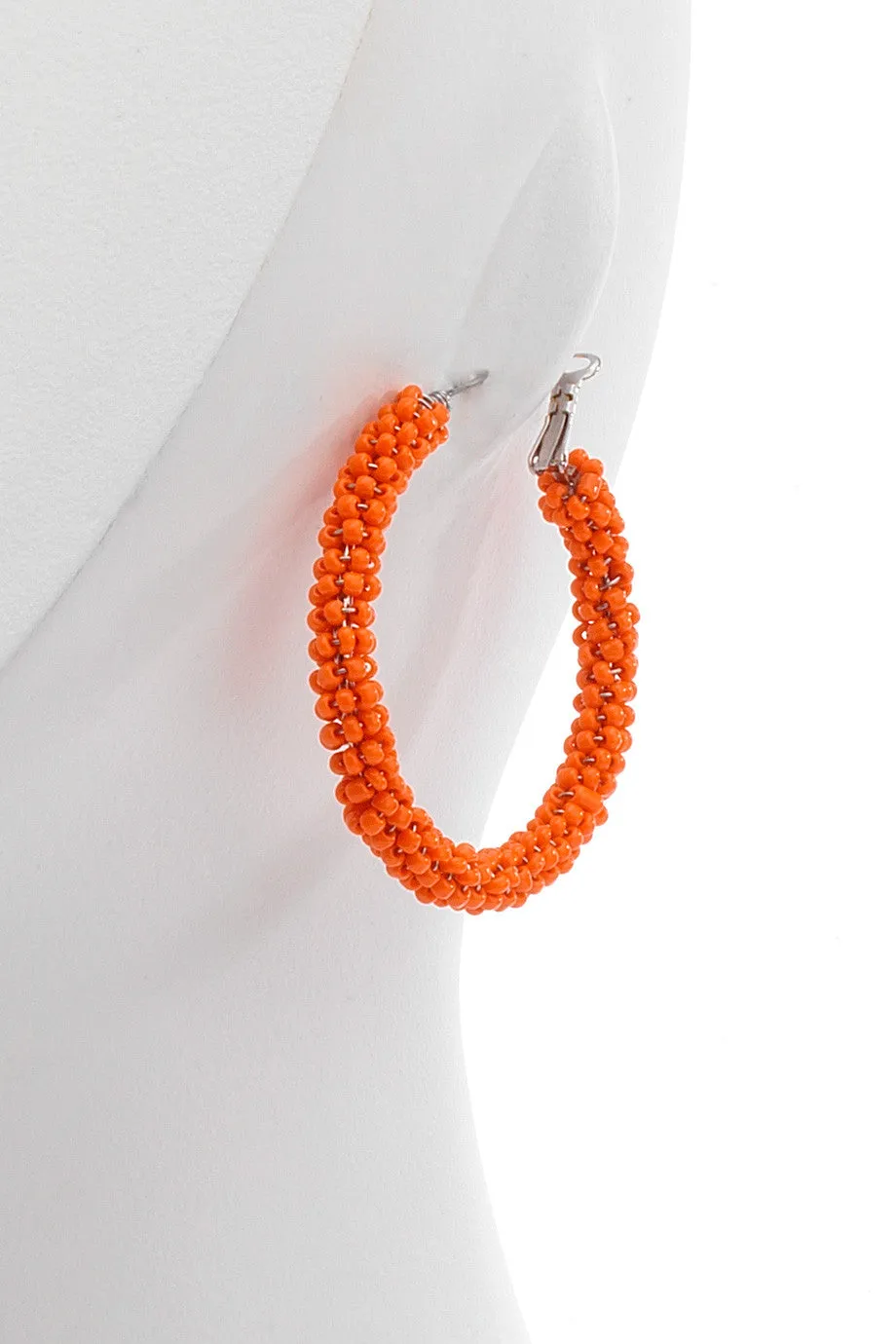 KENNETH JAY LANE CORAL Beads Hoop Earrings
