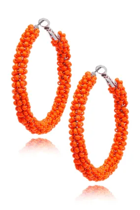 KENNETH JAY LANE CORAL Beads Hoop Earrings