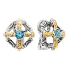 Konstantino Silver and 18K Gold Delos Sky Blue Topaz Earrings
