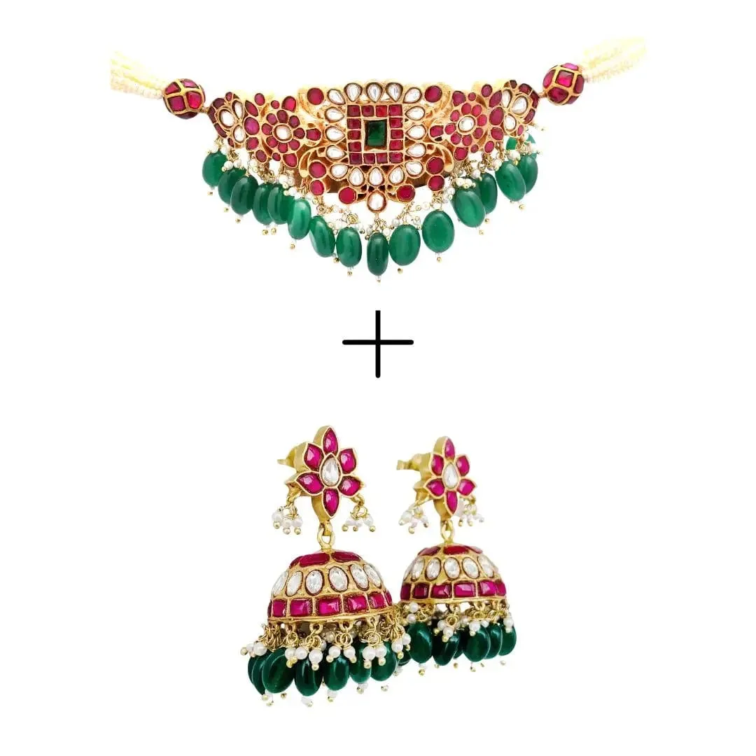 Kundan Jadau Silver Choker