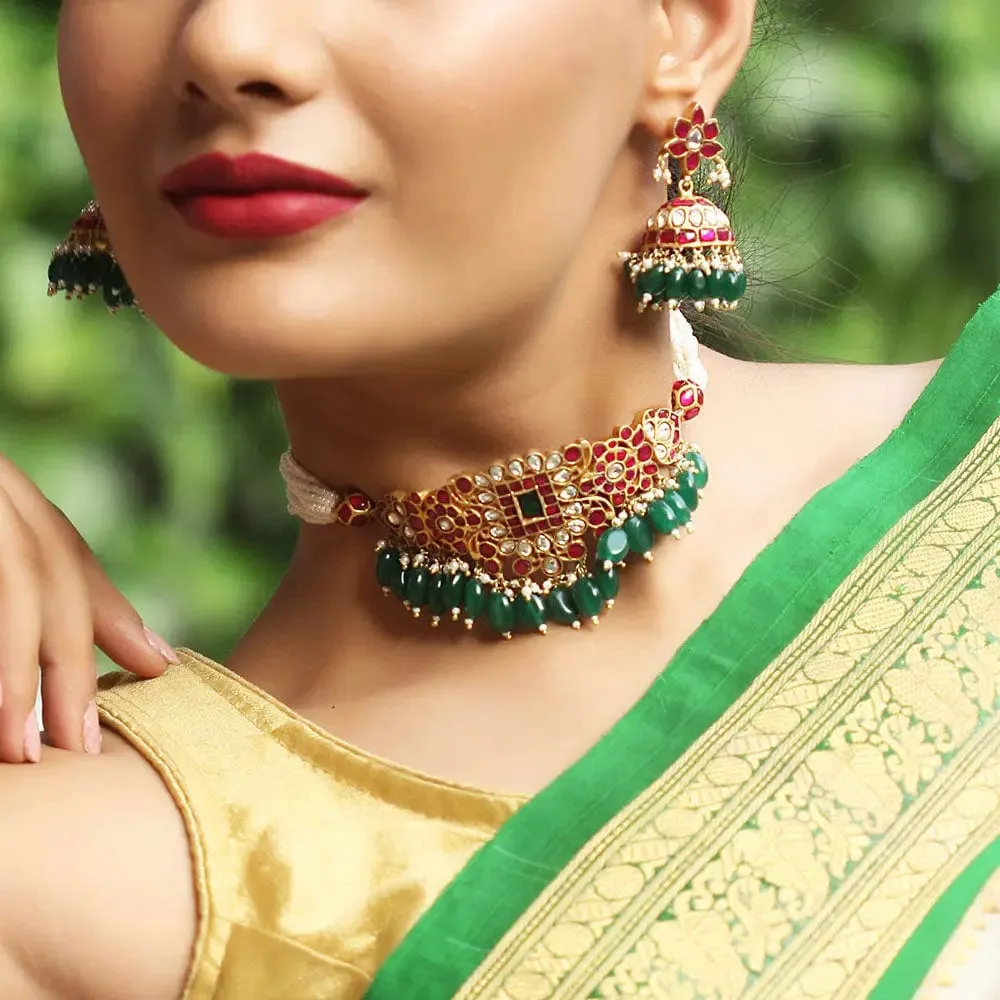 Kundan Jadau Silver Choker