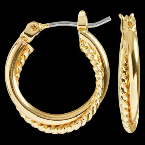 Ladies Gold Twist Click Hoop Earrings