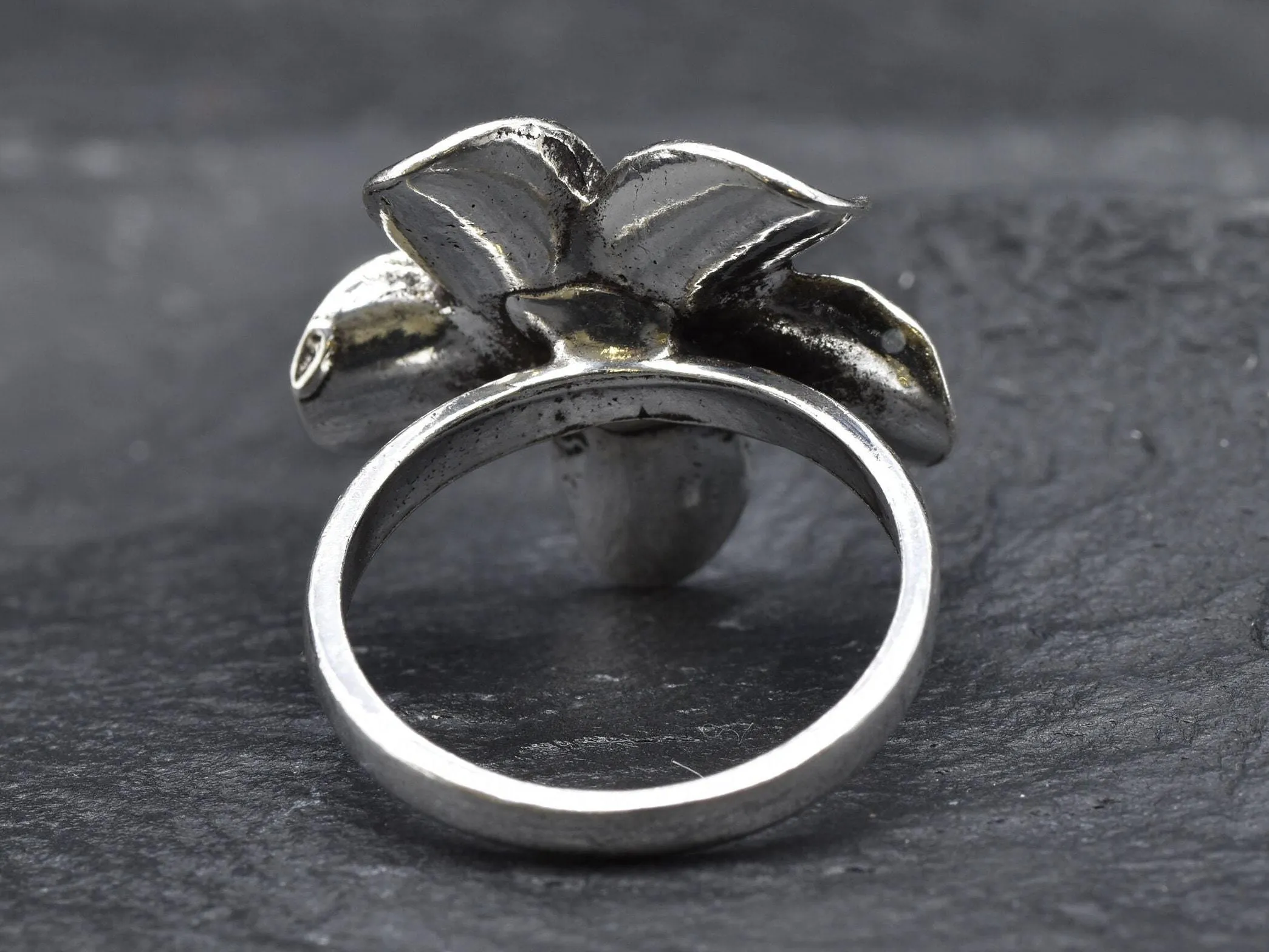 Large Silver Flower Ring - Hawaiian Flower Ring - Silver Flower Ring