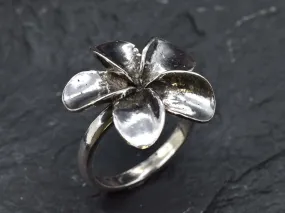 Large Silver Flower Ring - Hawaiian Flower Ring - Silver Flower Ring