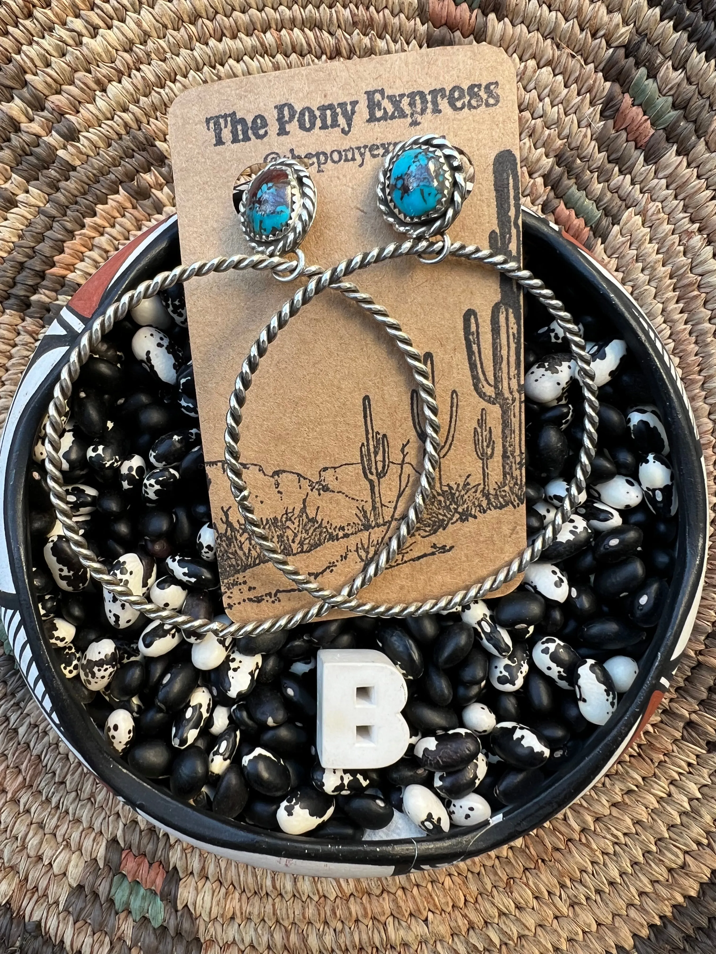 Lasso Turquoise Nugget Hoops