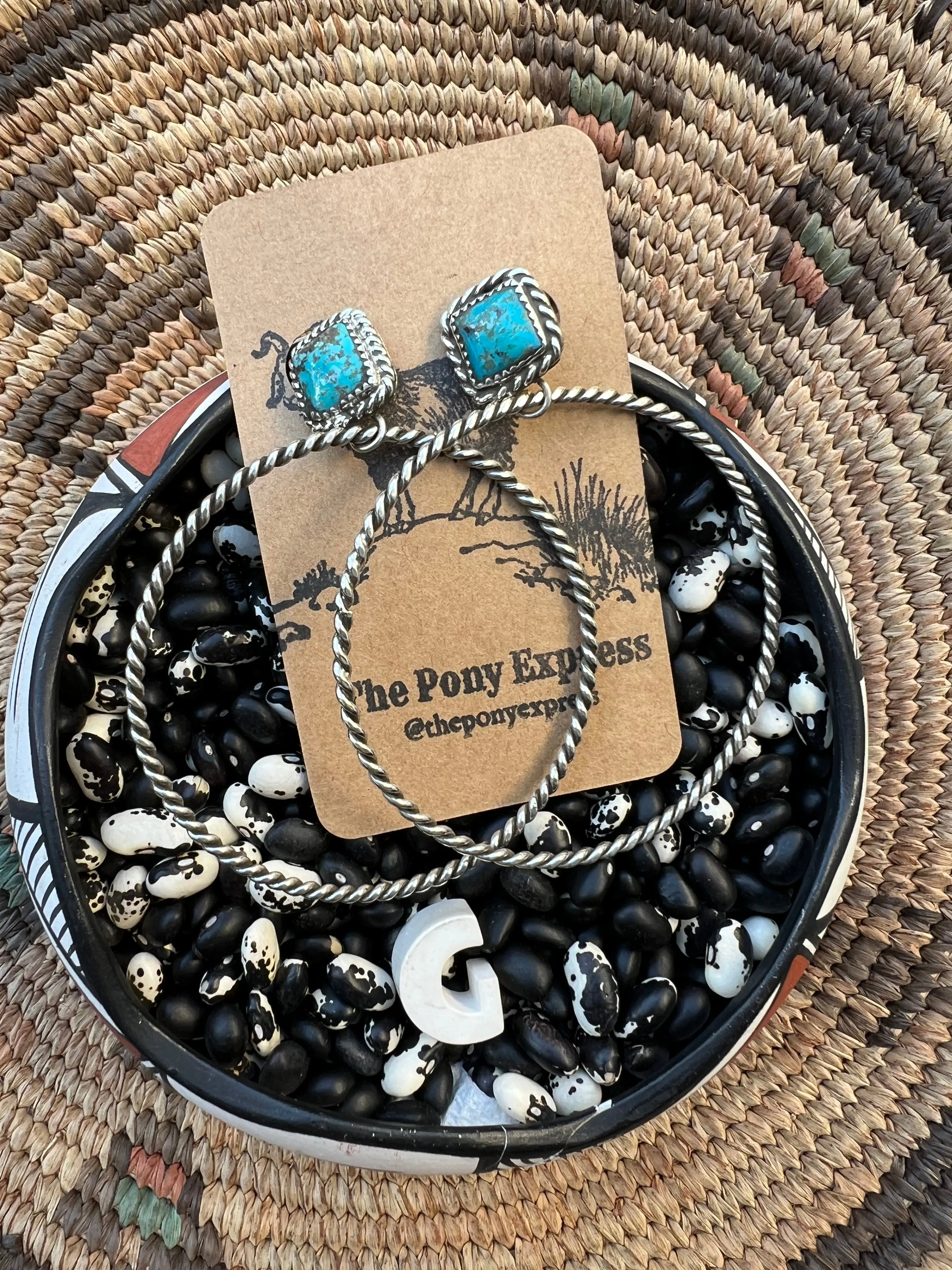 Lasso Turquoise Nugget Hoops