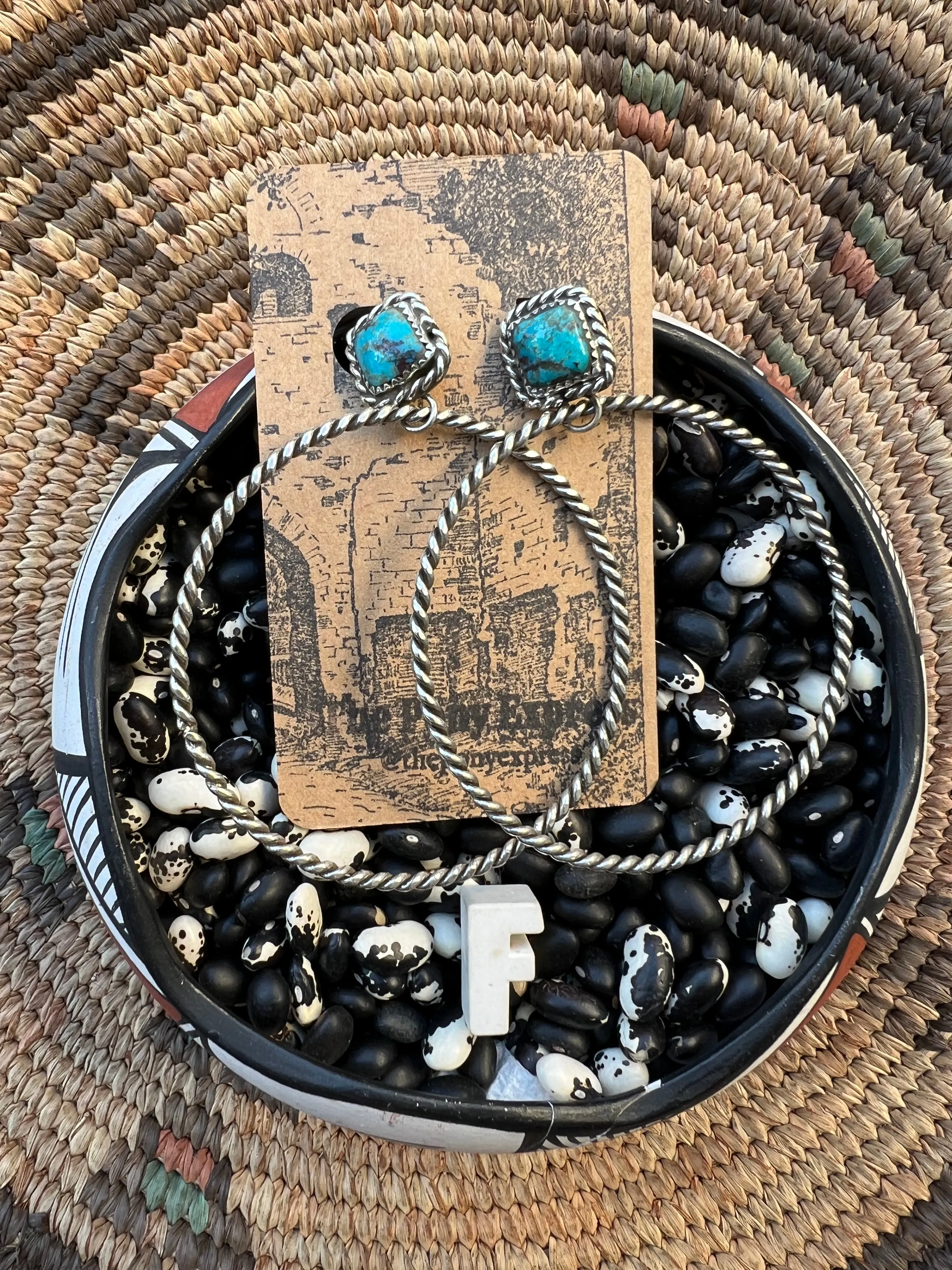 Lasso Turquoise Nugget Hoops