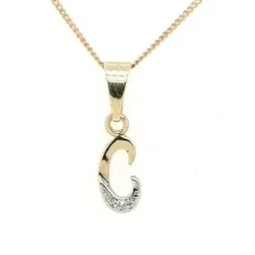 Letter C  Initial Diamond Pendant 9ct