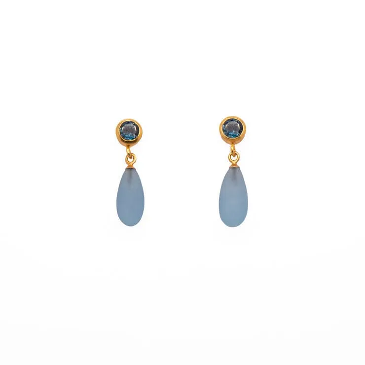 London Blue Topaz & Aquamarine Earrings 24K Fair Trade Gold Vermeil
