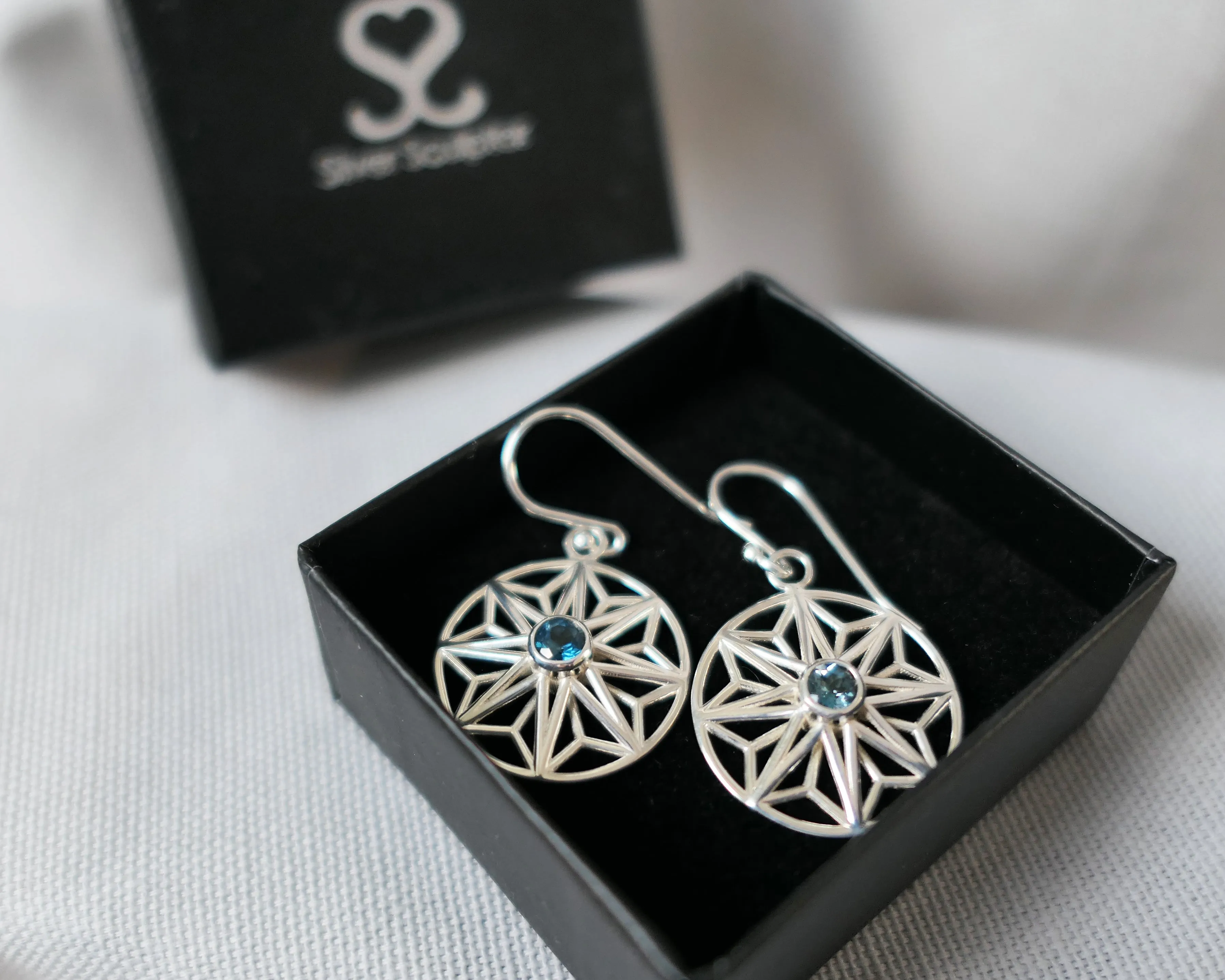 London Blue Topaz Sterling Silver Large Round Earrings