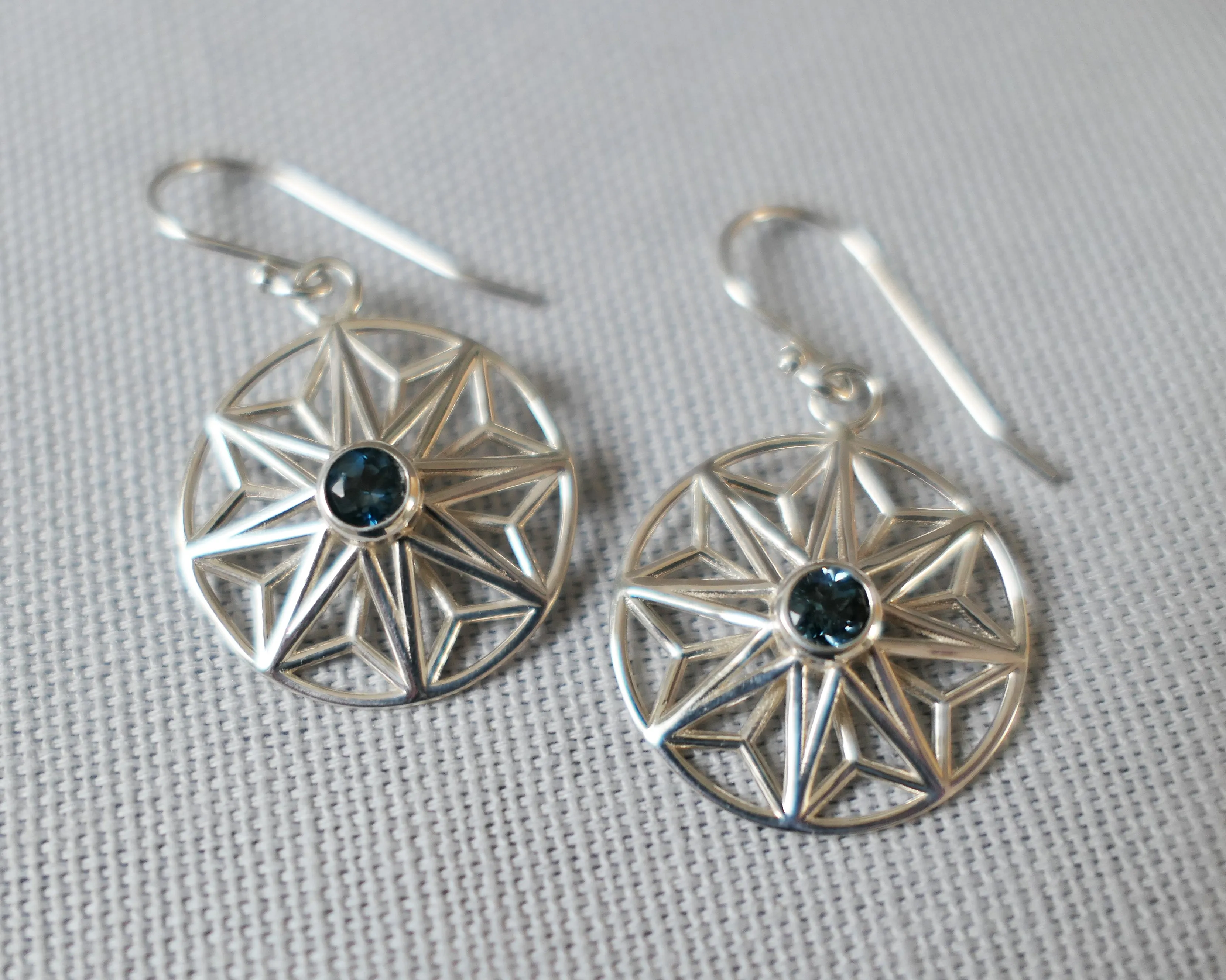 London Blue Topaz Sterling Silver Large Round Earrings