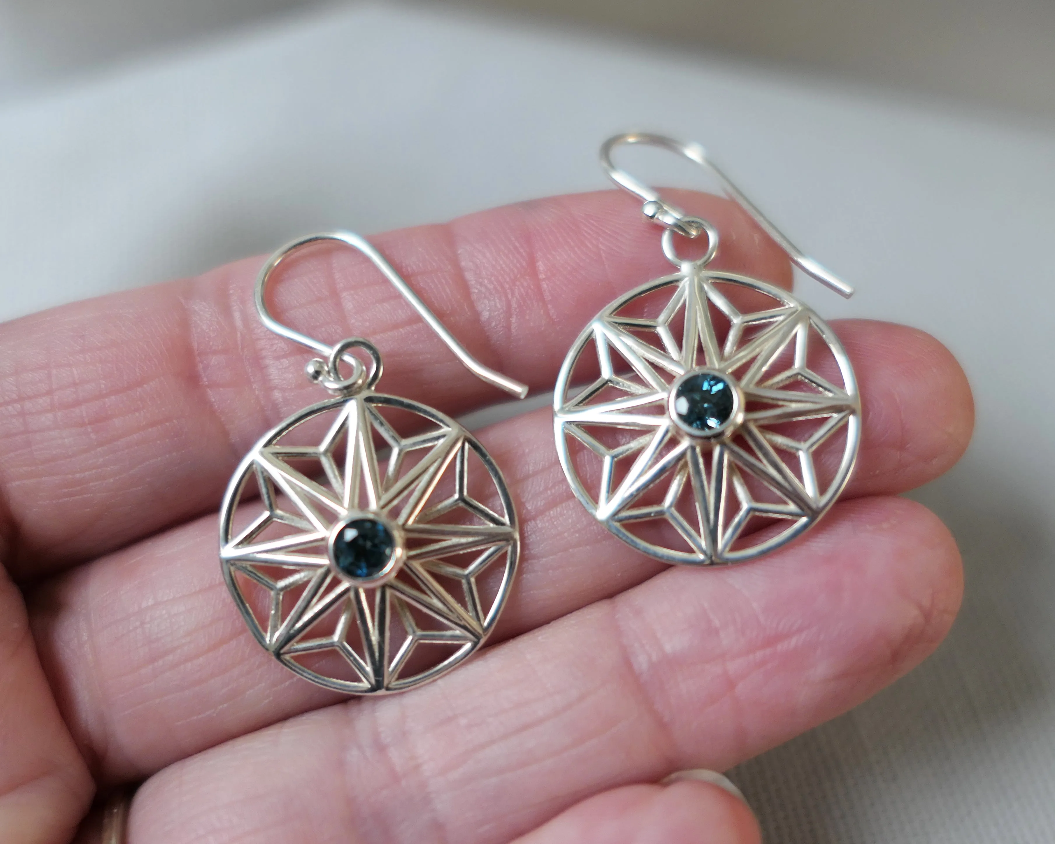 London Blue Topaz Sterling Silver Large Round Earrings