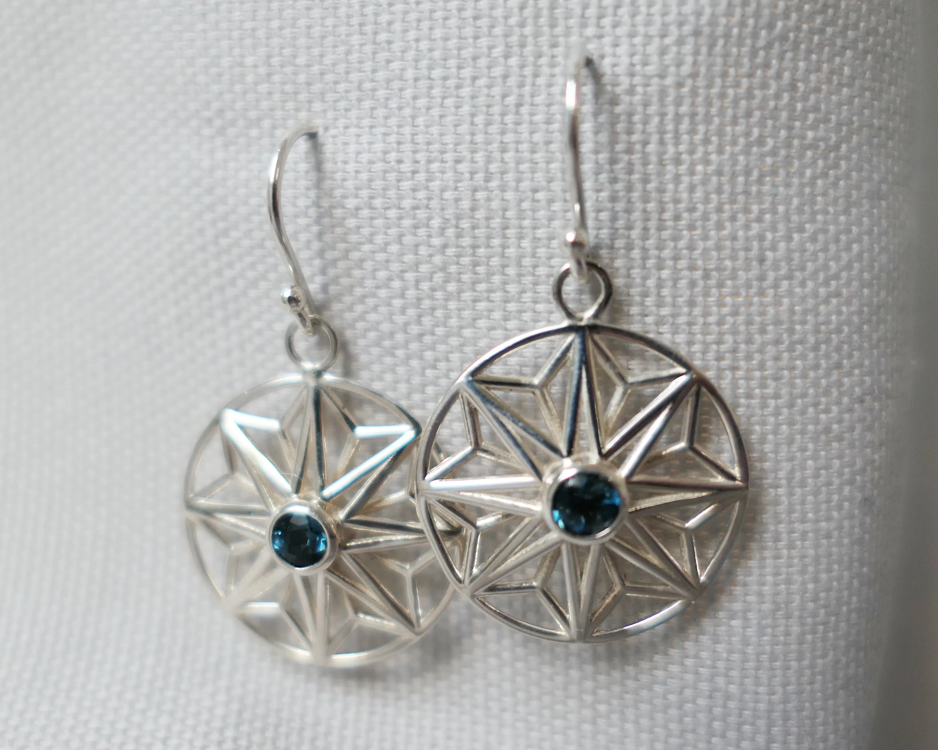 London Blue Topaz Sterling Silver Large Round Earrings