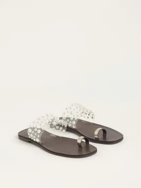 LUNA BLU Brown Pearlescent Vinyl Toe-Ring Slides