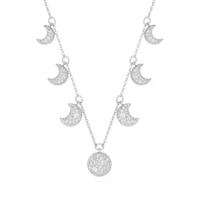 Luna Rhodium Plated White Moon Choker 5666178