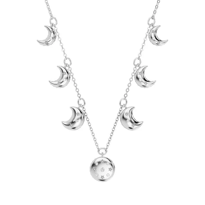 Luna Rhodium Plated White Moon Choker 5666178