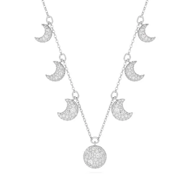 Luna Rhodium Plated White Moon Choker 5666178