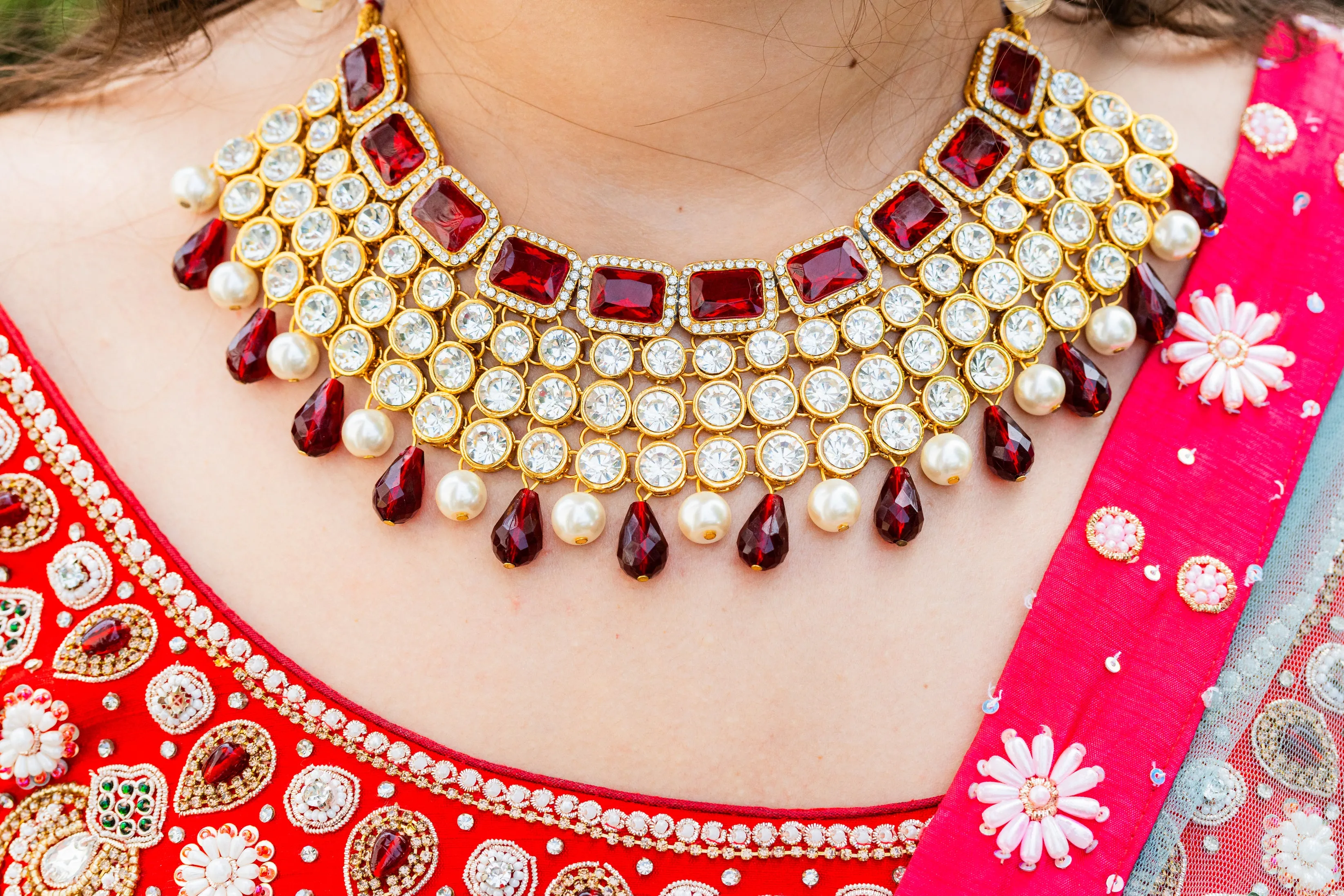 Luxurious Kundan and Ruby Bridal Necklace - Rent