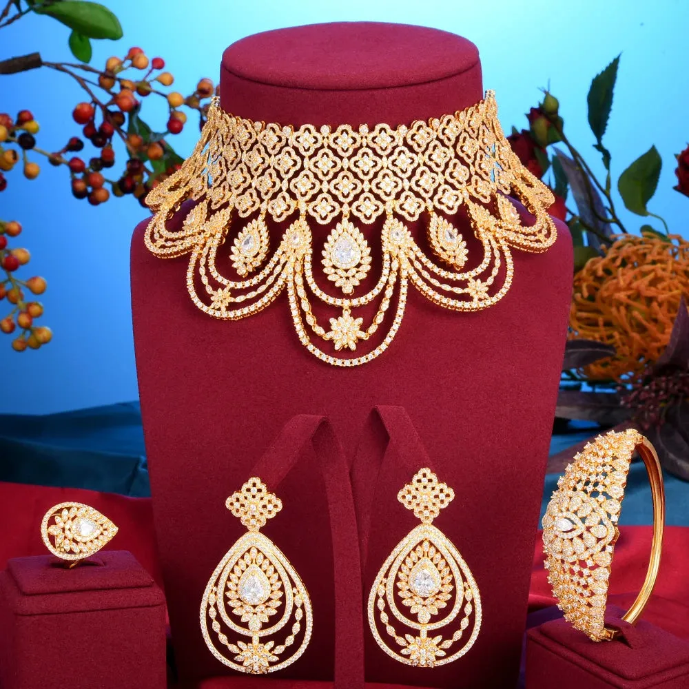Luxury Peacock Bridal Jewelry Set - Necklace, Earrings, Bracelet, Ring