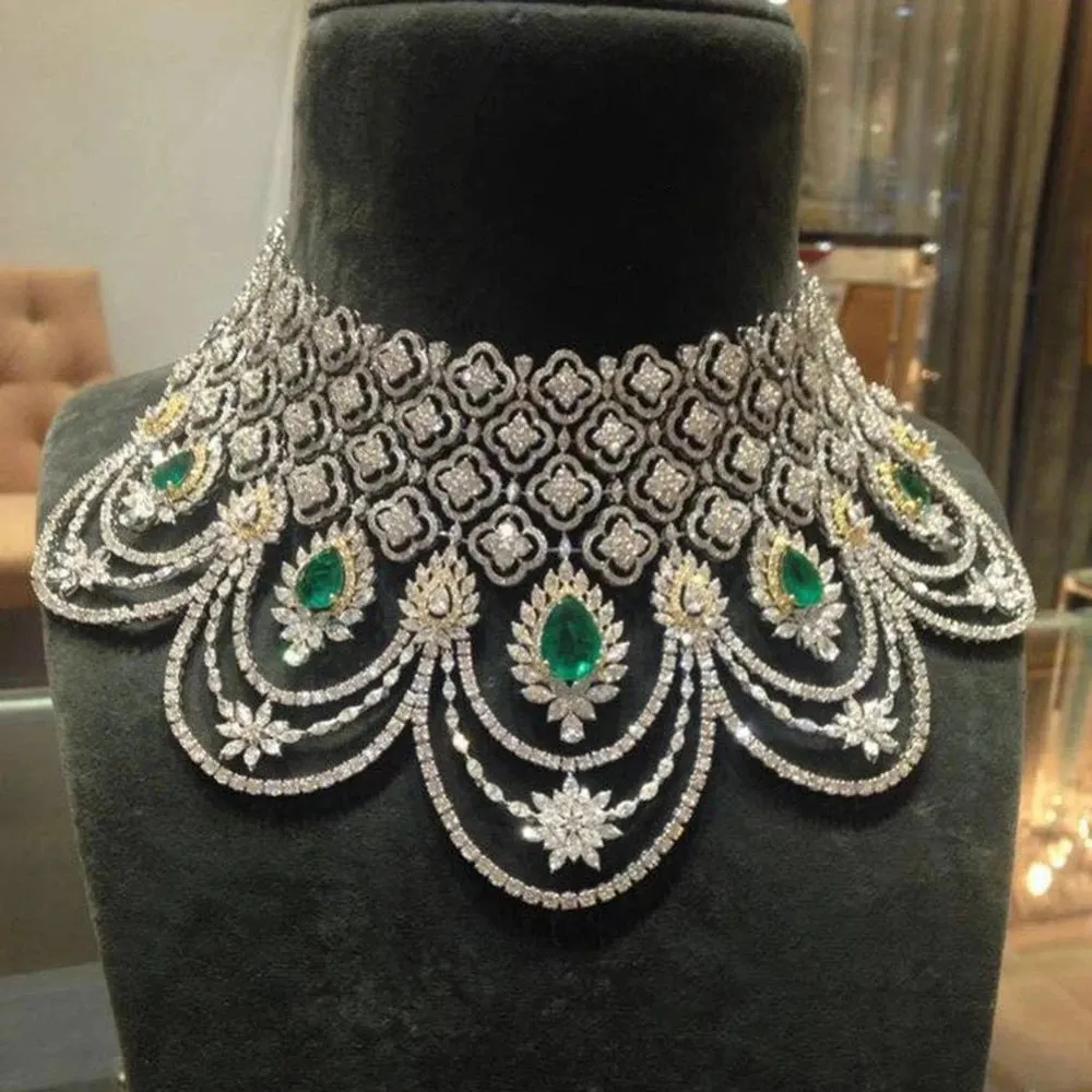 Luxury Peacock Bridal Jewelry Set - Necklace, Earrings, Bracelet, Ring