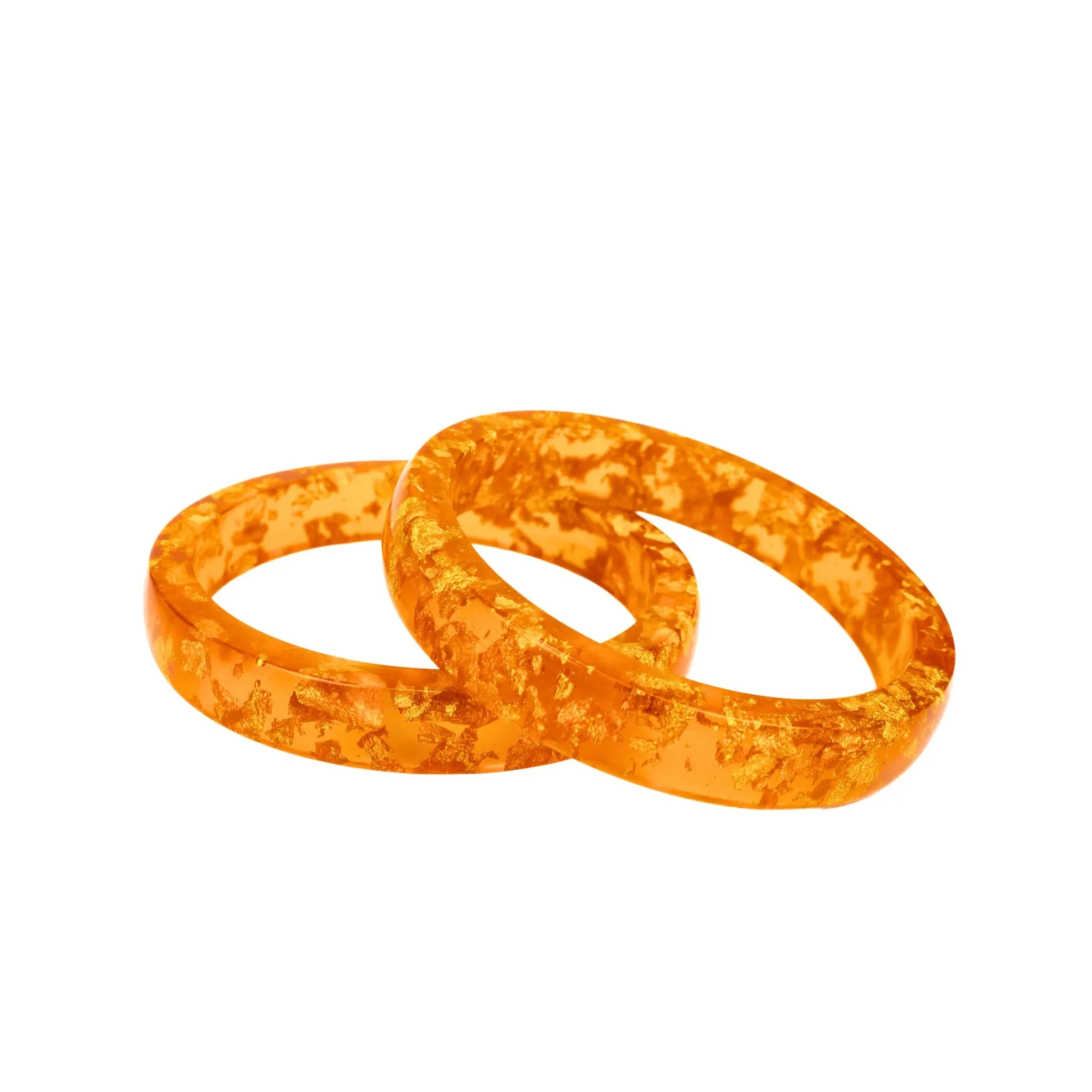 Malika 3pc Bangle Stack - Orange & Metallic Gold Fleck