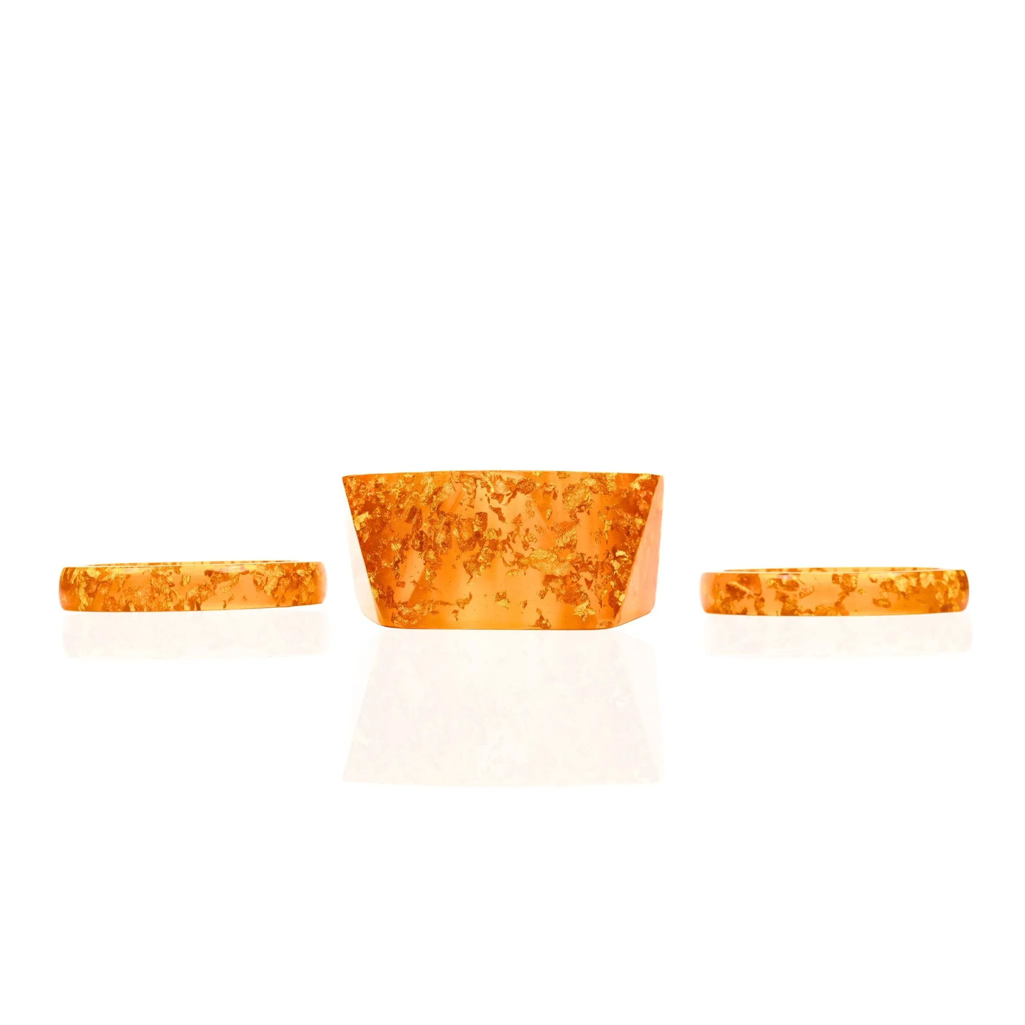 Malika 3pc Bangle Stack - Orange & Metallic Gold Fleck