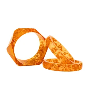 Malika 3pc Bangle Stack - Orange & Metallic Gold Fleck