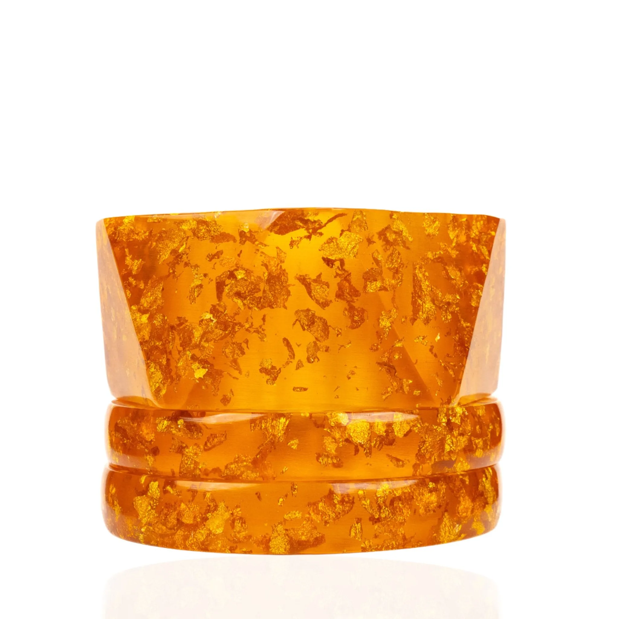 Malika 3pc Bangle Stack - Orange & Metallic Gold Fleck