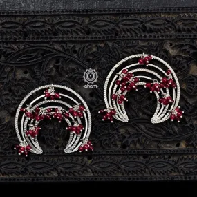 Maroon Rainbow Silver Earring