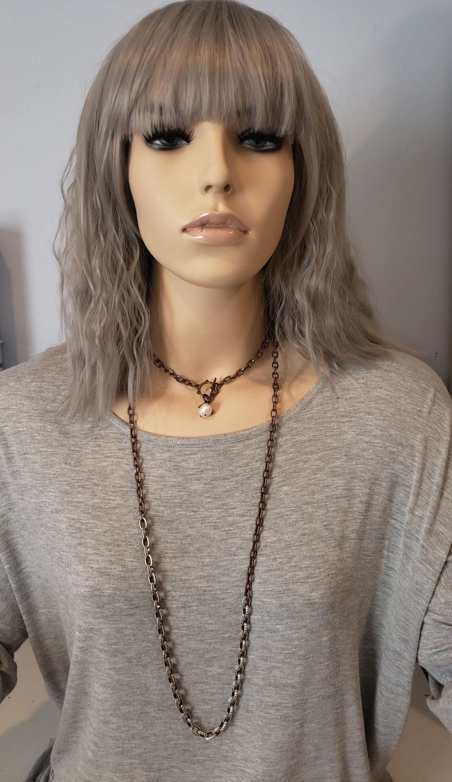 Matte Silver & Antique Bronze Basic Chain Necklace