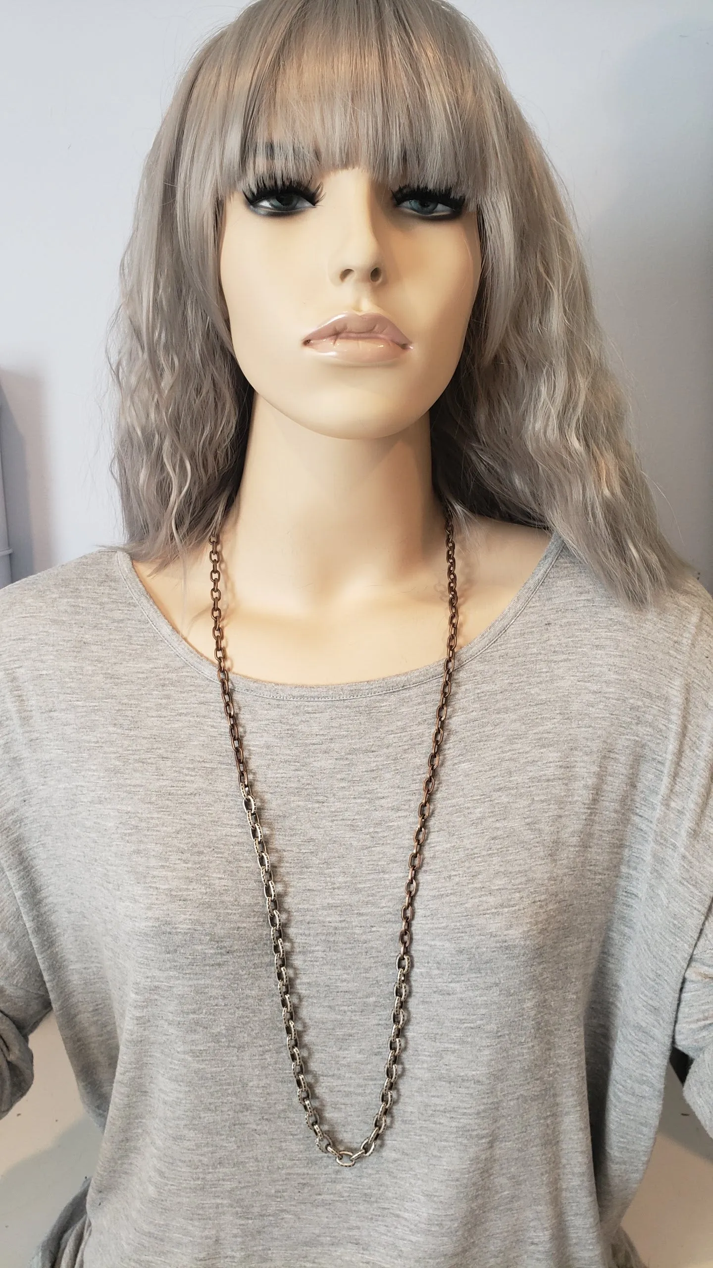 Matte Silver & Antique Bronze Basic Chain Necklace