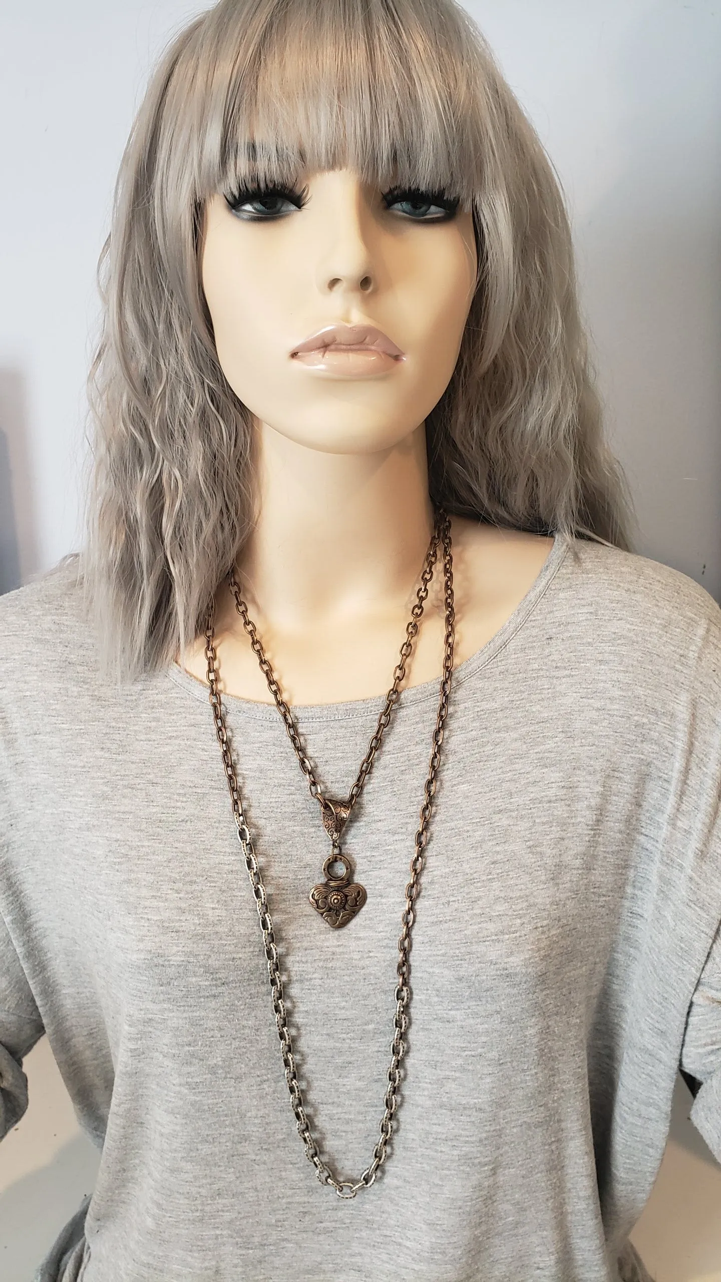 Matte Silver & Antique Bronze Basic Chain Necklace