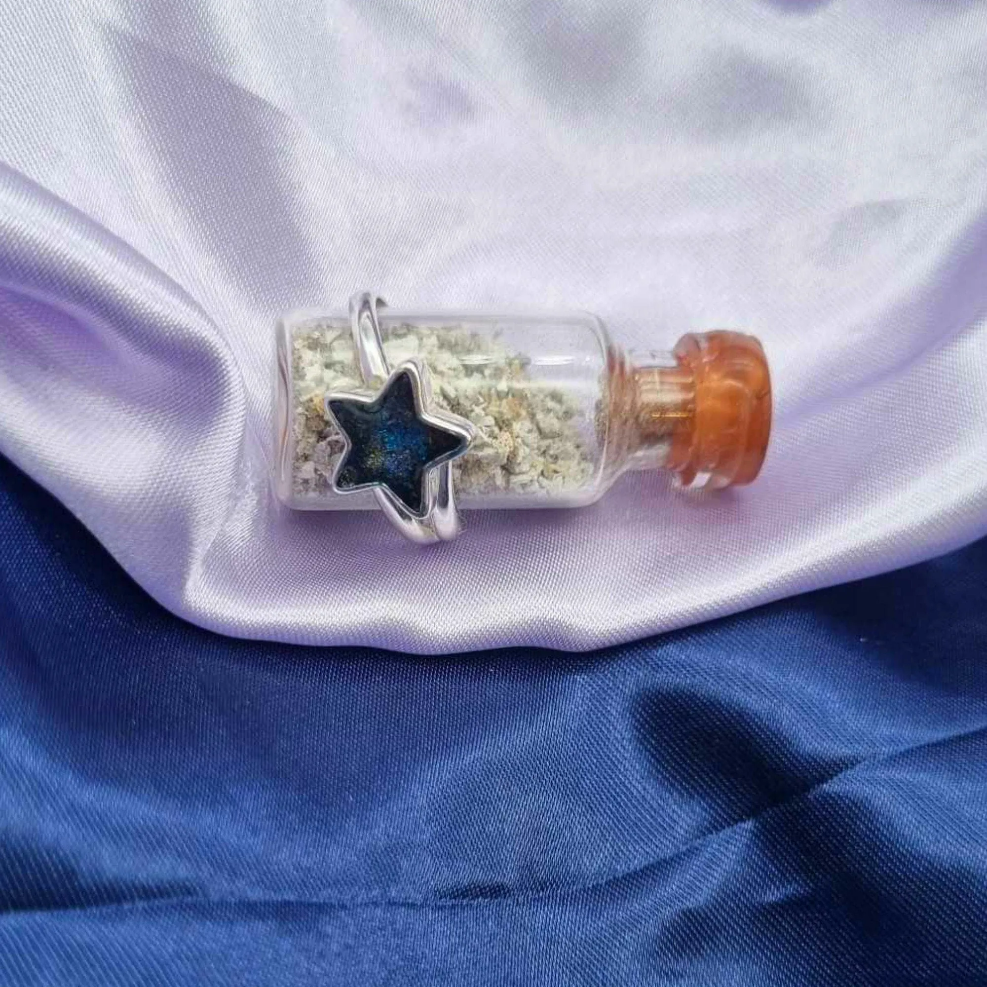 MEMORIAL ASH NIGHT SKY RING// Solid Sterling Silver and Eco Resin Star Ring Keepsake