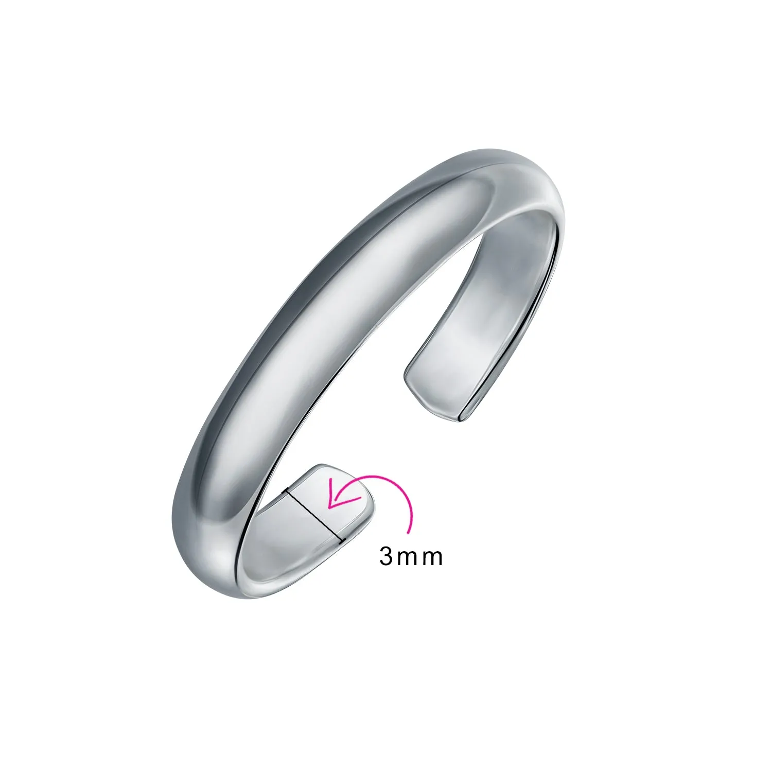Mid Finger Plain Polished Sterling Silver Midi Toe Ring or Pinky Ring