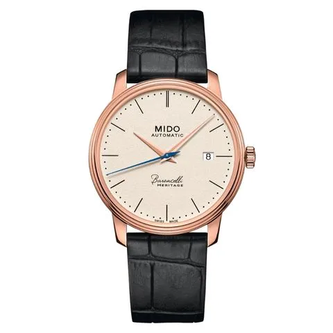 MIDO 玫瑰金黑色手錶 Baroncelli Heritage Gent Ivory Watch #M0274073626000