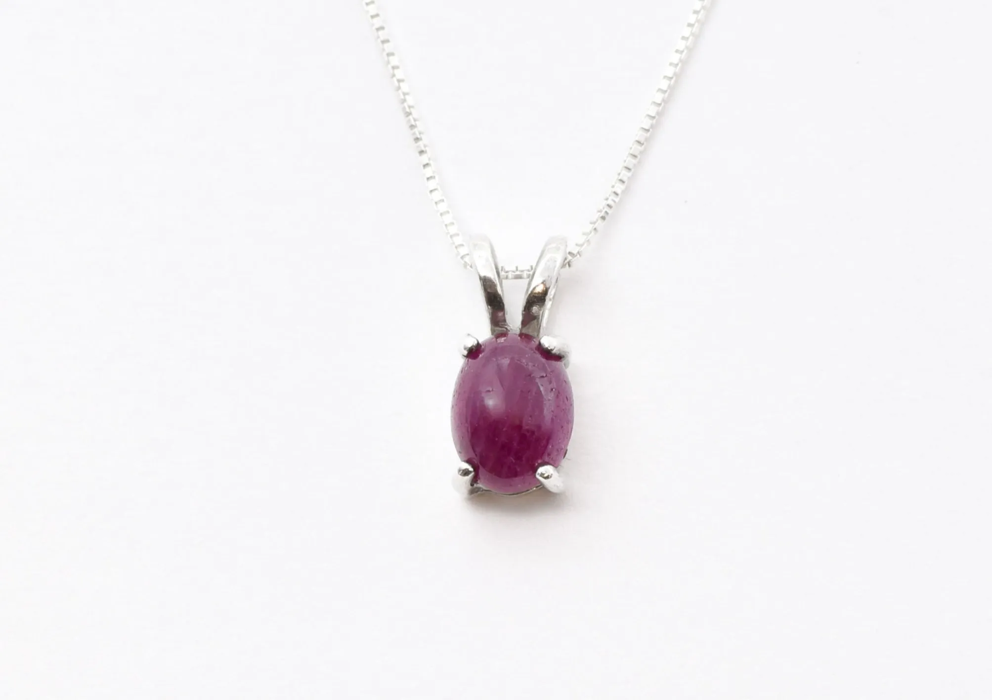 Minimalist Ruby Necklace - Red Solitaire Pendant - July Birthstone Necklace