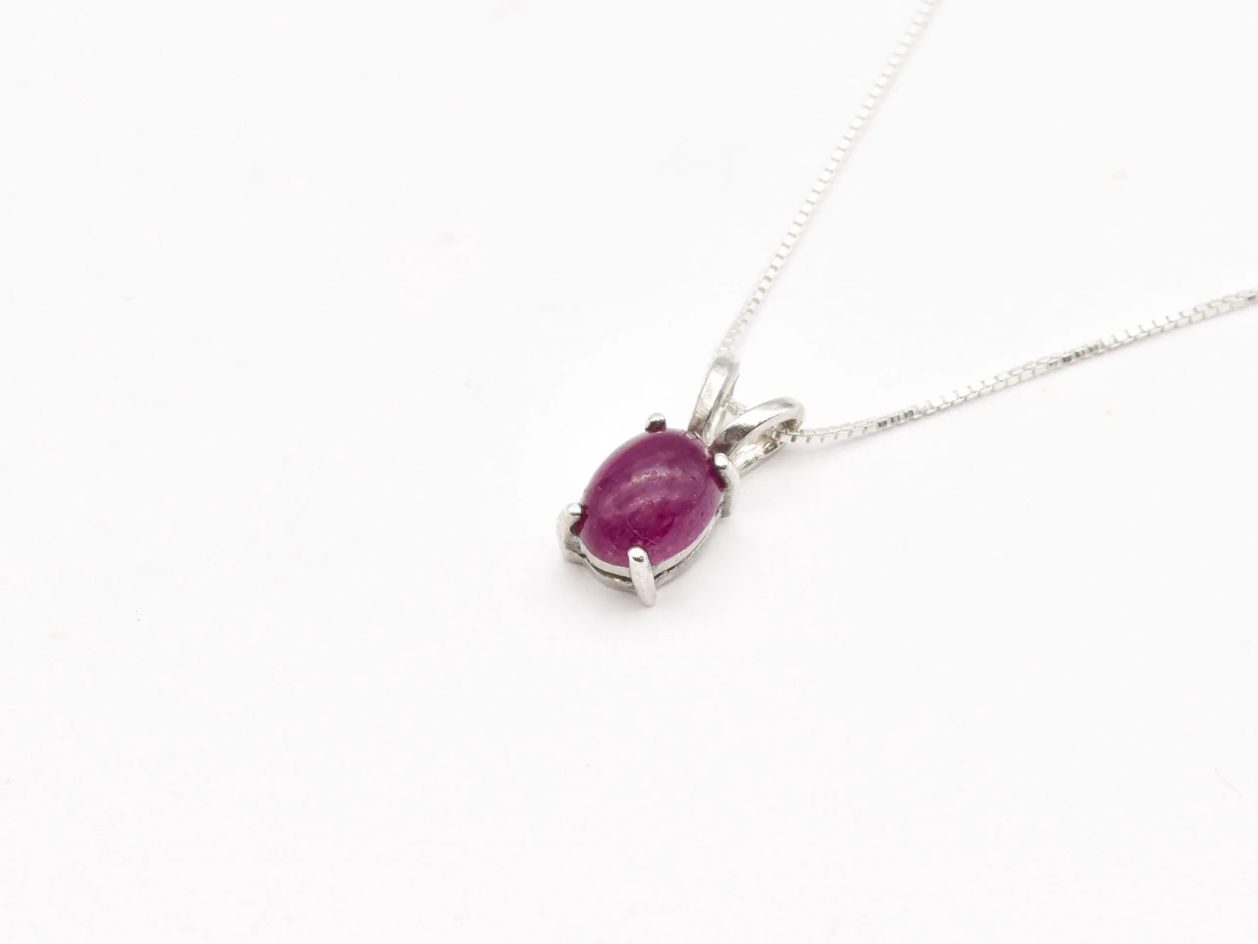 Minimalist Ruby Necklace - Red Solitaire Pendant - July Birthstone Necklace