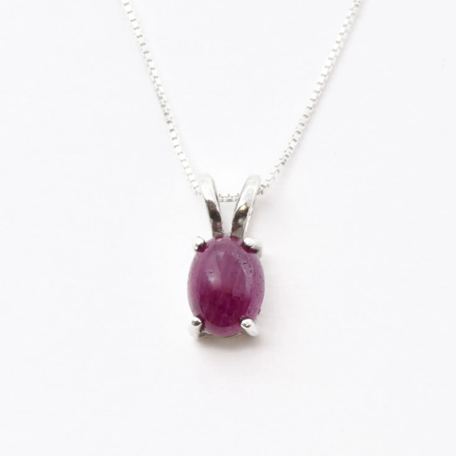 Minimalist Ruby Necklace - Red Solitaire Pendant - July Birthstone Necklace