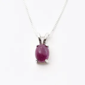 Minimalist Ruby Necklace - Red Solitaire Pendant - July Birthstone Necklace