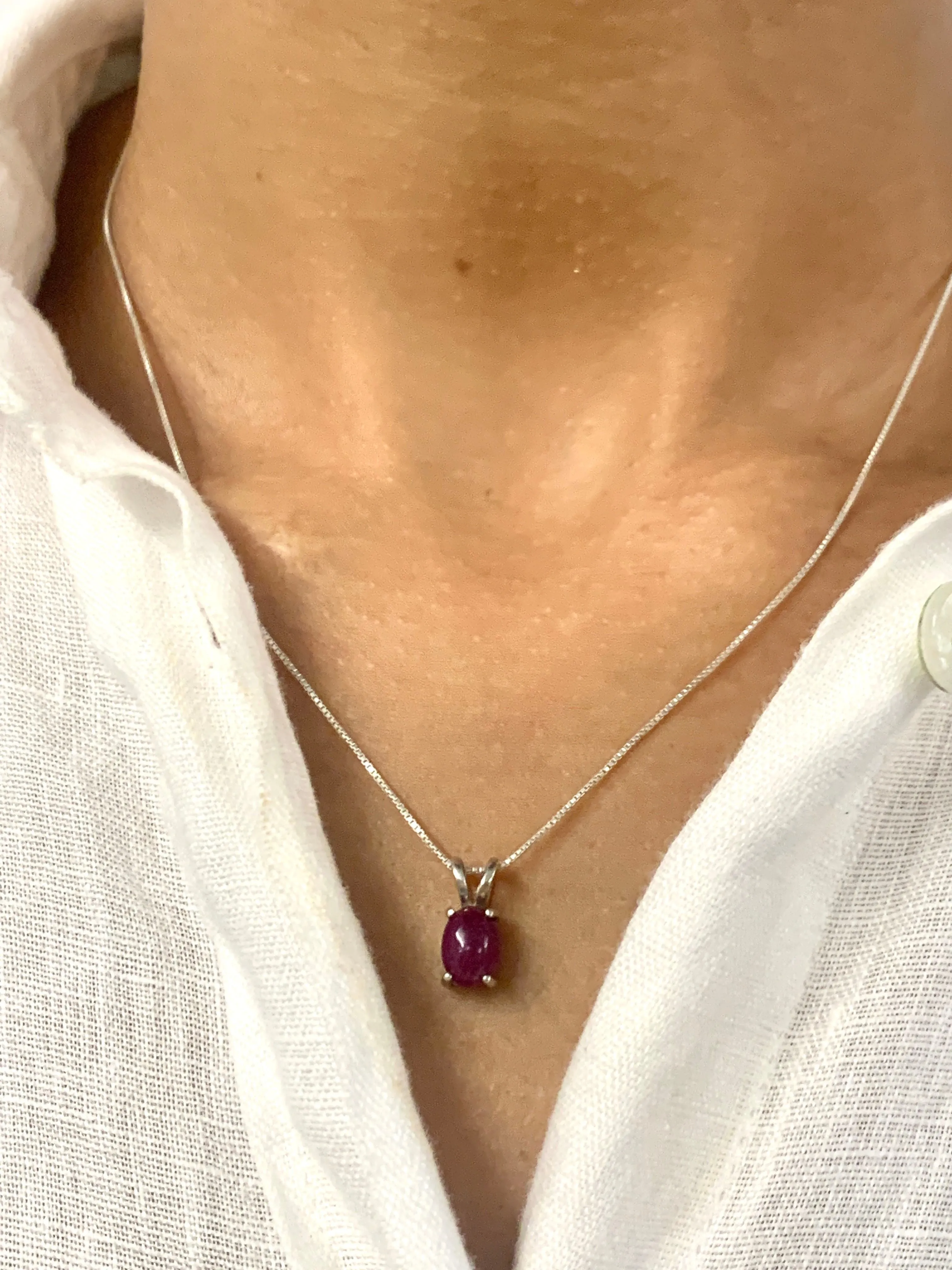Minimalist Ruby Necklace - Red Solitaire Pendant - July Birthstone Necklace