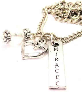 Miracle Long Tab Necklace with Small Heart