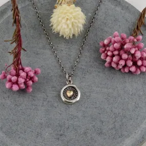 Mixed Metal Heart Wax Seal Necklace