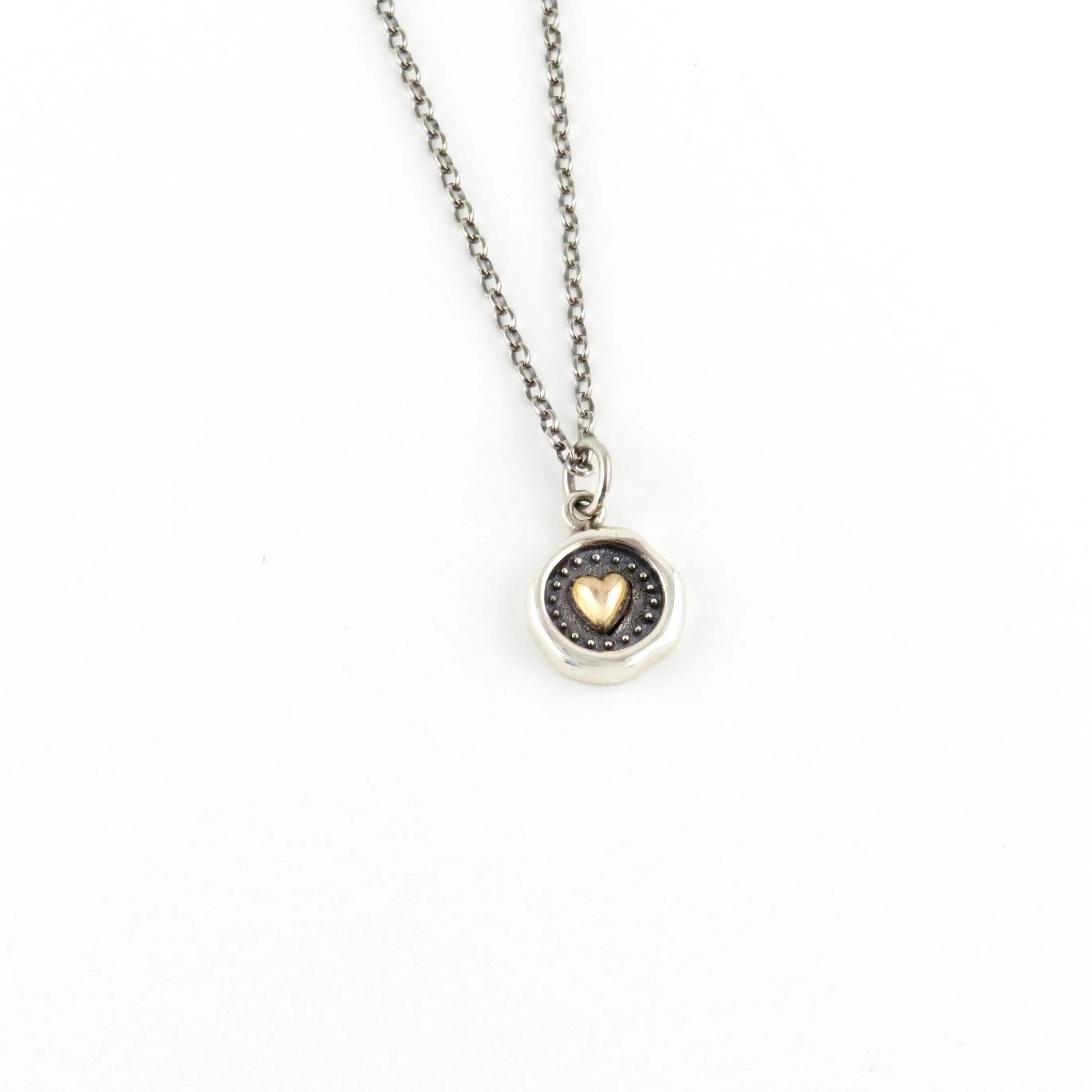 Mixed Metal Heart Wax Seal Necklace