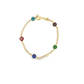Multicolor Evil Eye Rolo Bracelet (I214)