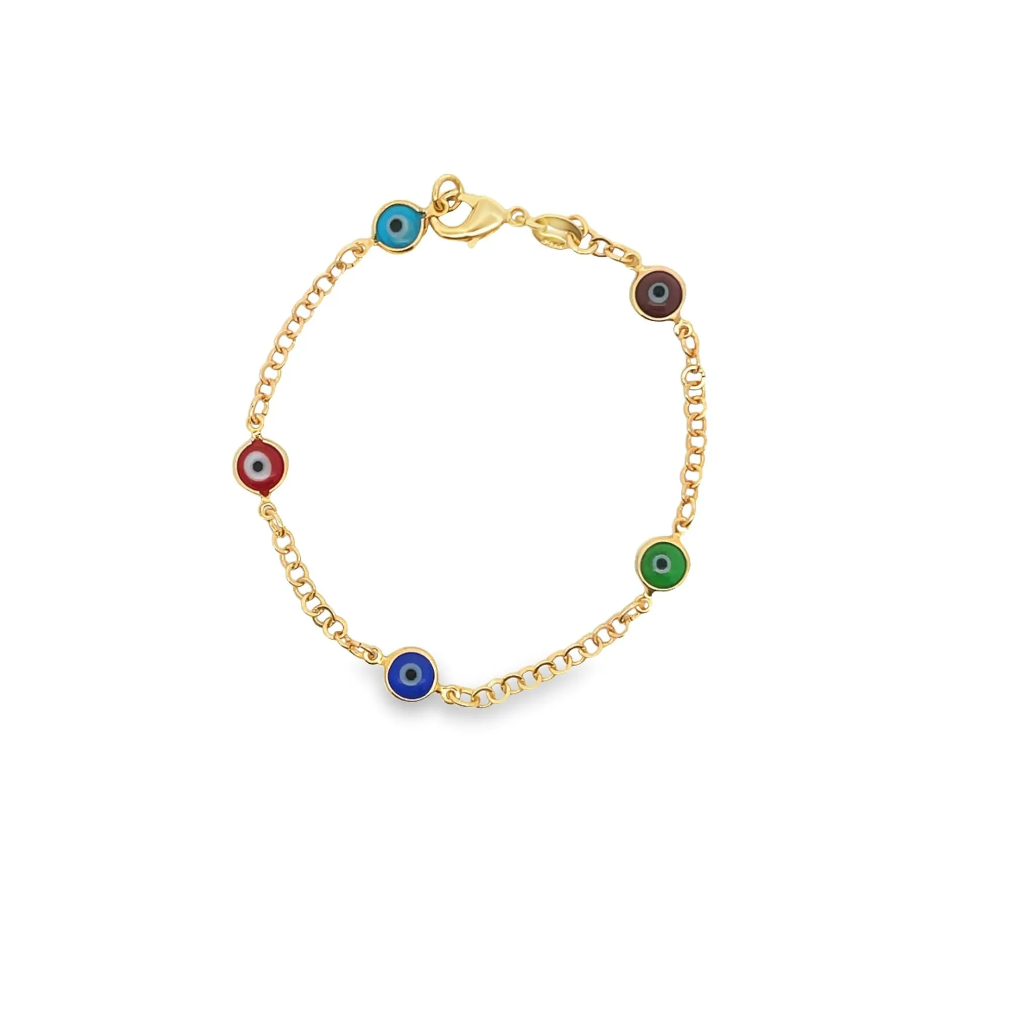 Multicolor Evil Eye Rolo Bracelet (I214)