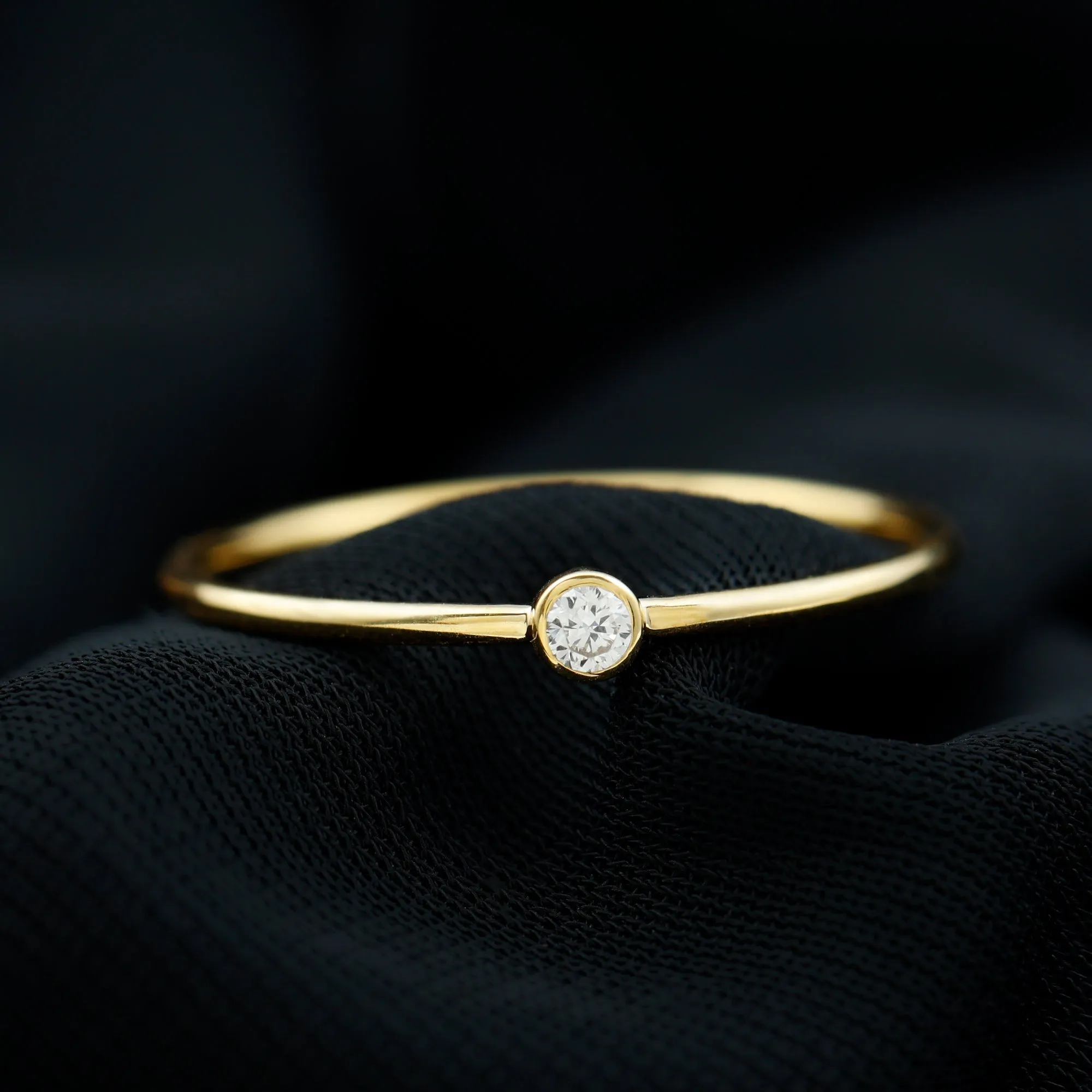 Natural Diamond Dainty Promise Ring in Bezel Setting