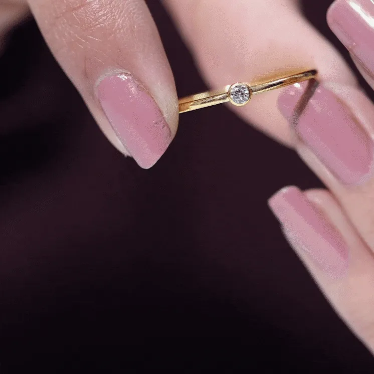 Natural Diamond Dainty Promise Ring in Bezel Setting